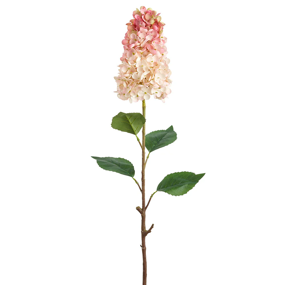 28" Cone Hydrangea Silk Flower Stem -Pink/Peach (Pack of 12)