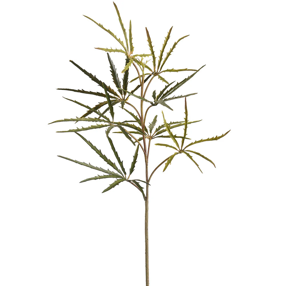 28" Fatsia Leaf Artificial Stem -Green (Pack of 12)