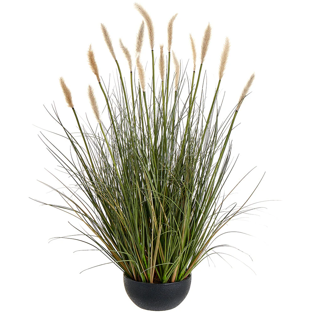 28" Foxtail Grass Artificial Plant w/Plastic Pot -Cream (Pack of 2)
