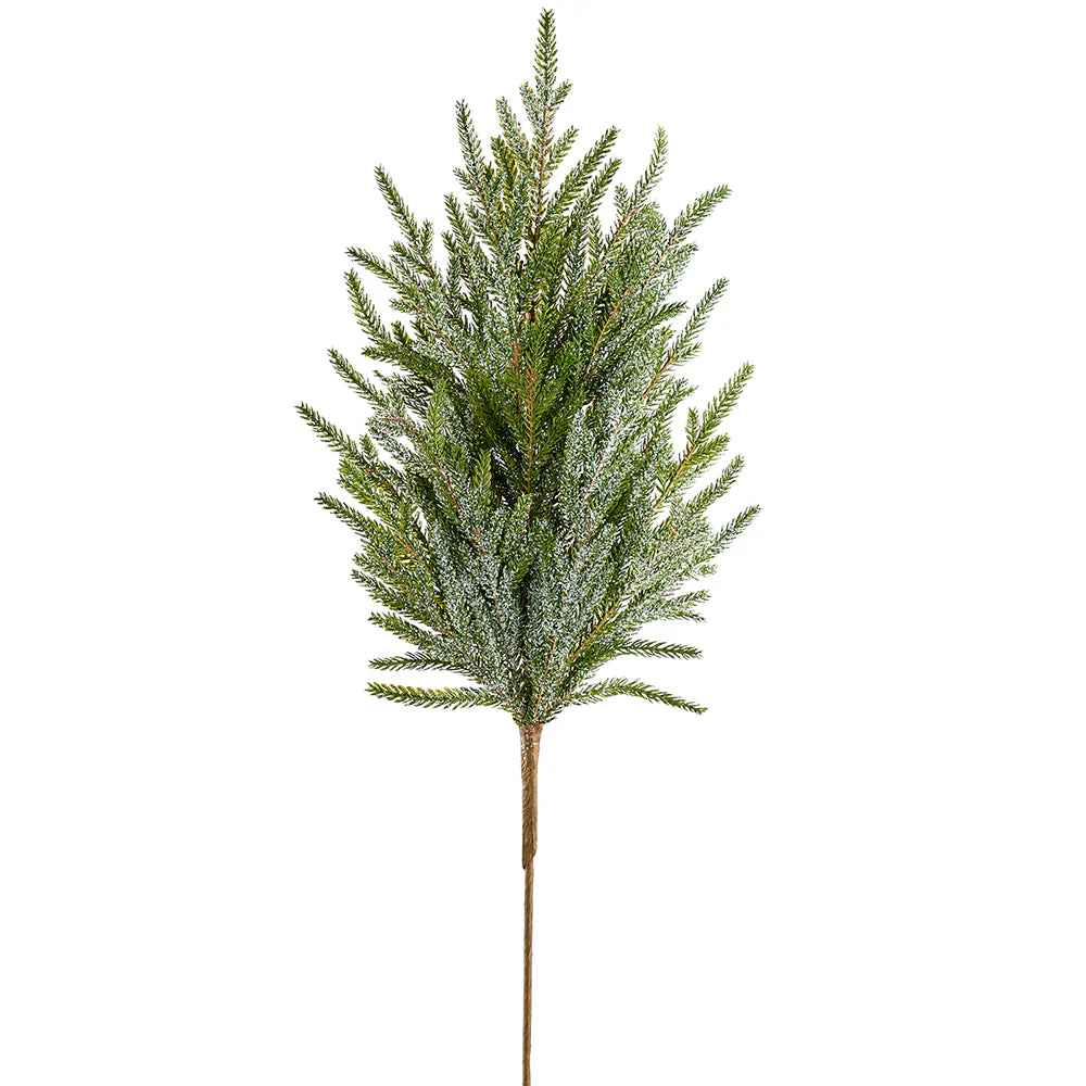 28" Glittered Artificial Cypress Stem -Green (Pack of 12)