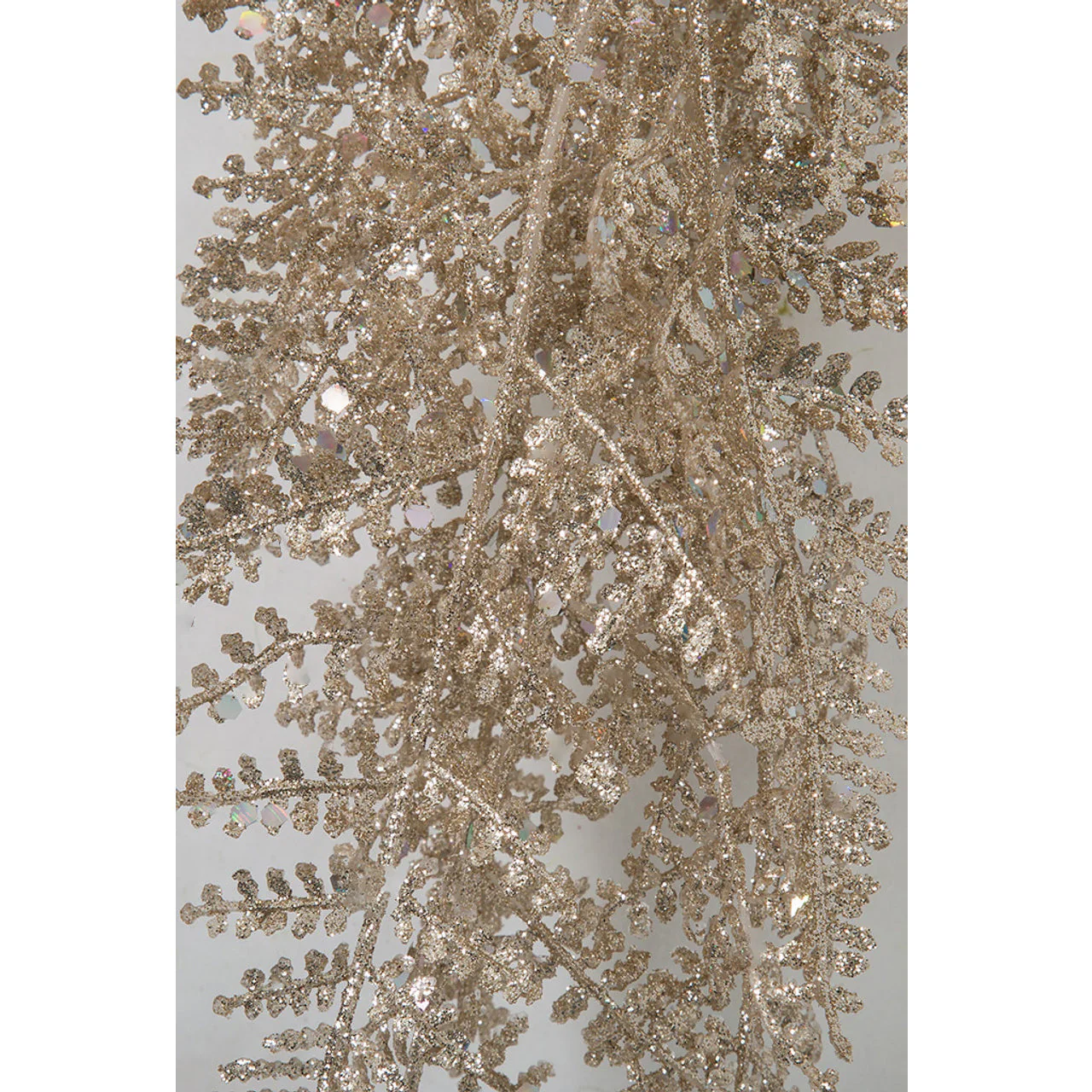 28" Hanging Glittered Artificial Lace Fern Leaf Vine Stem -Champagne/Gold (Pack of 24) - Image 2