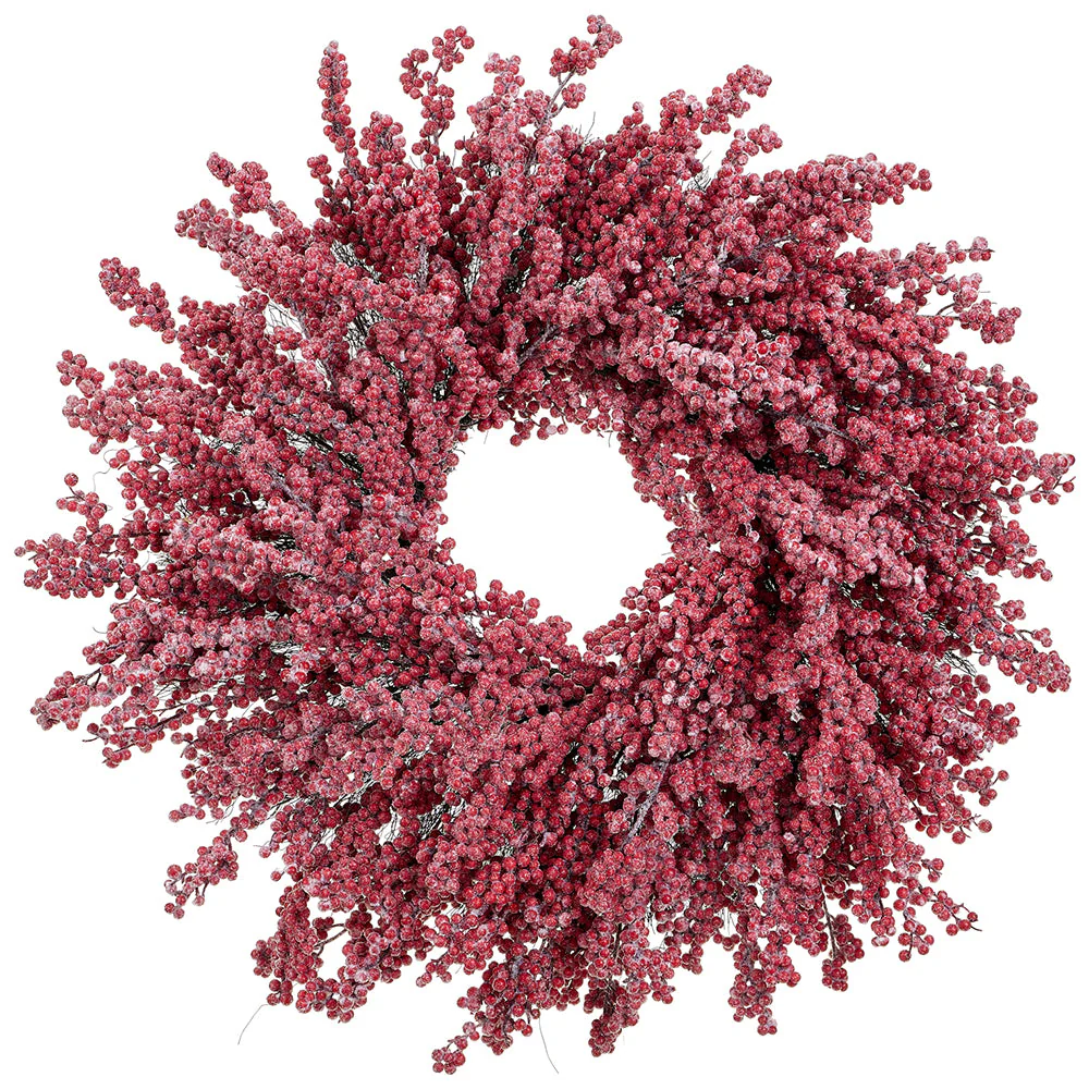 28" Iced Artificial Berry Wreath -Red (Pack of 4)