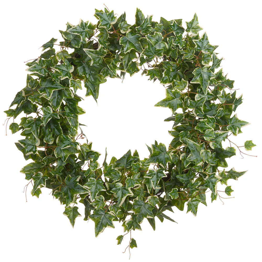 28" Ivy Leaf Silk Wreath -Green/Cream (Pack of 2)