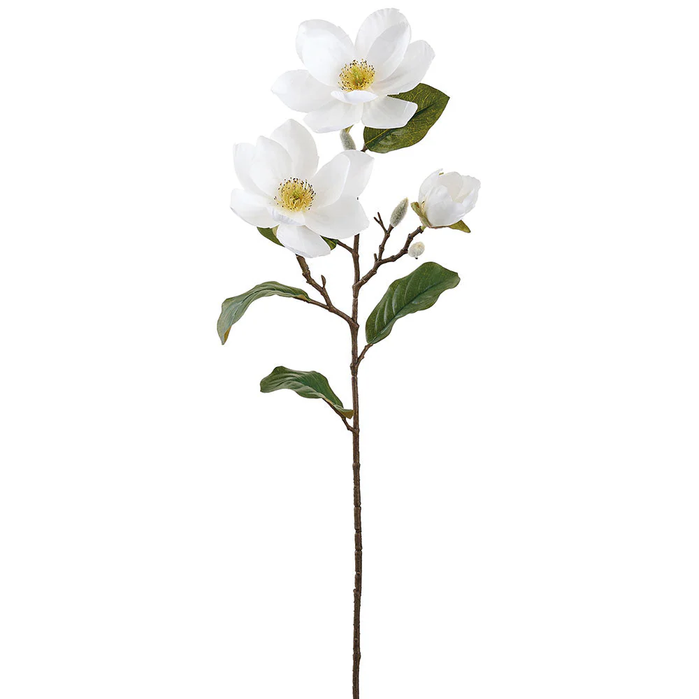 28" Magnolia Silk Flower Stem -Cream (Pack of 12)