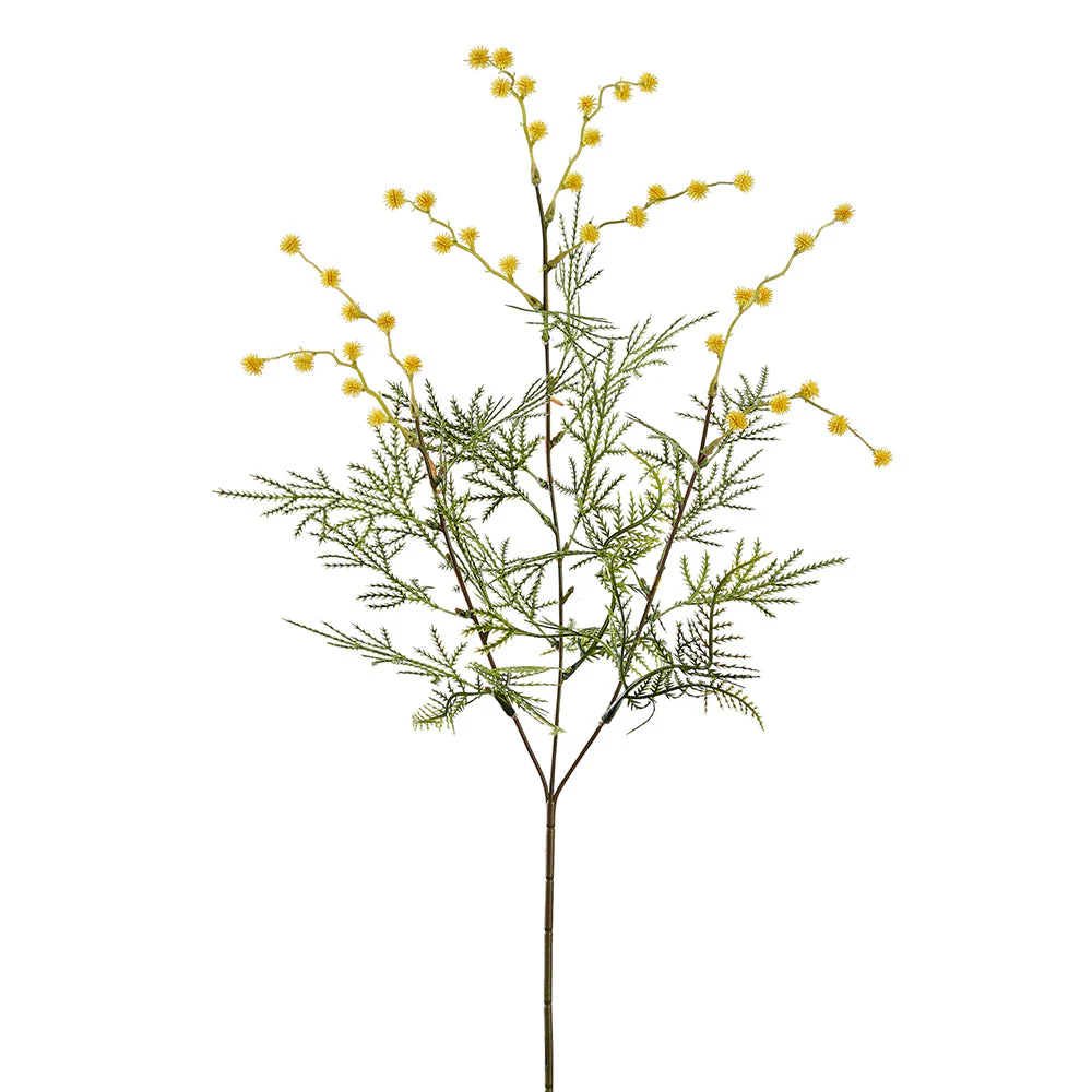 28" Mimosa Blossom Silk Flower Stem -Yellow (Pack of 12)