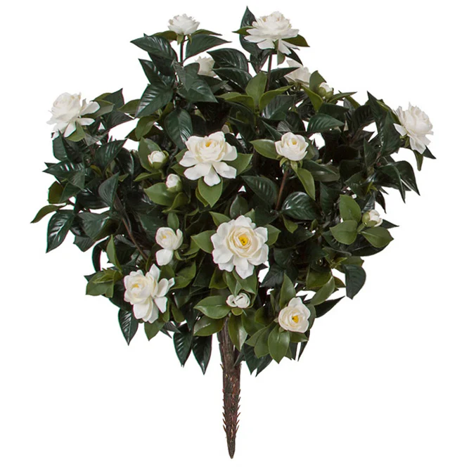 28" Outdoor UV-Proof Artificial Gardenia Flower Bush -White (Pack of 2)