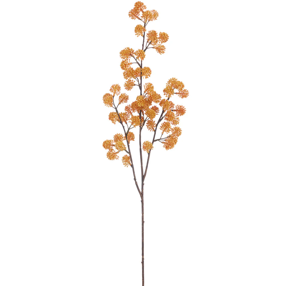 28" PE Soft-Touch Sedum Artificial Flower Stem -Mustard (Pack of 12)