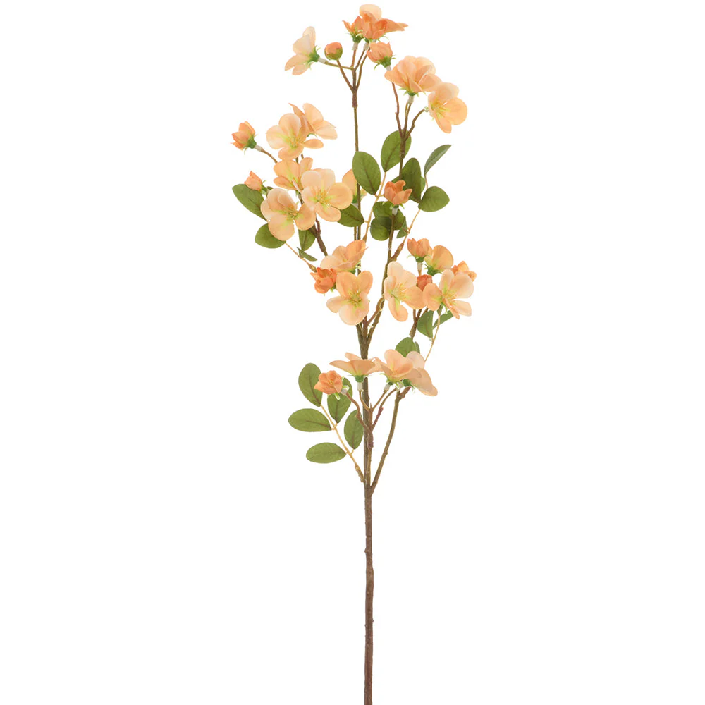 28" Quince Blossom Silk Flower Stem -Peach/Orange (Pack of 12)