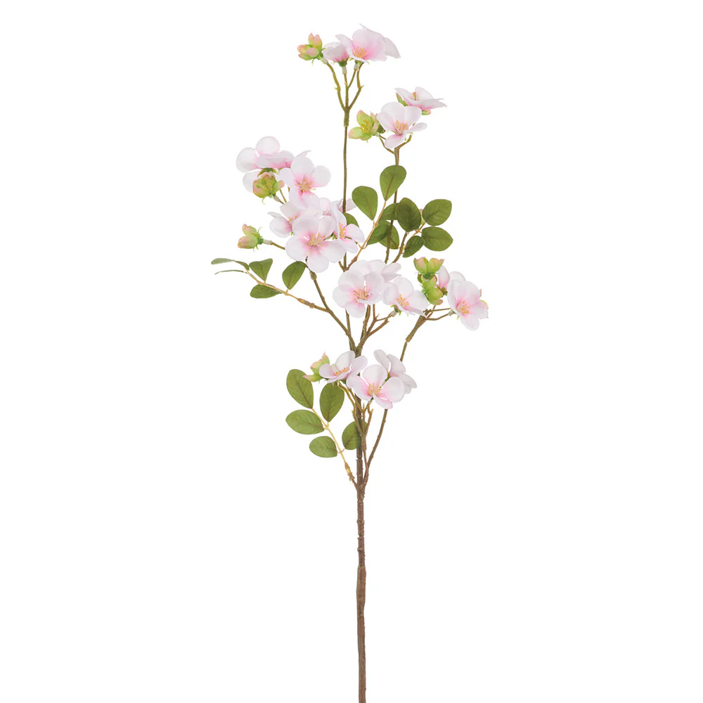 28" Quince Blossom Silk Flower Stem -Pink (Pack of 12)