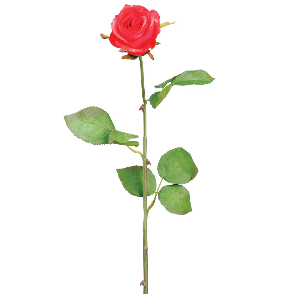 28" Rose Silk Flower Stem -Coral (Pack of 12)