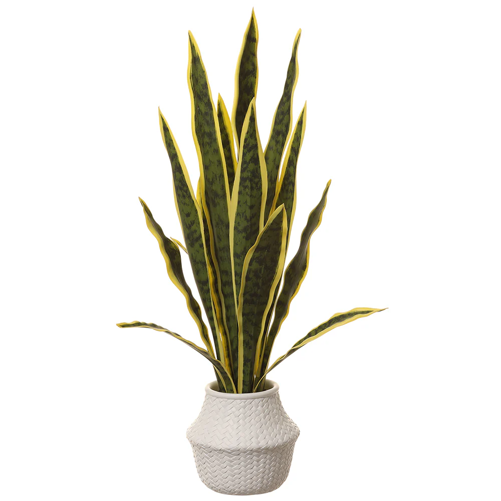 28" Sansevieria Snake Artificial Plant w/Pot -Green/Yellow (Pack of 2)