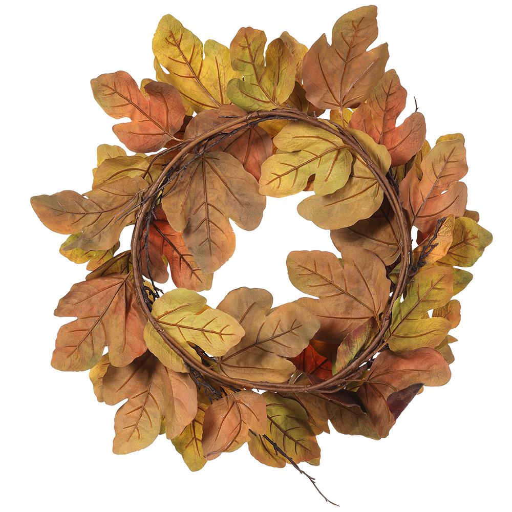 28" Silk Fig Leaf Wreath -Mustard (Pack of 2) - Image 2