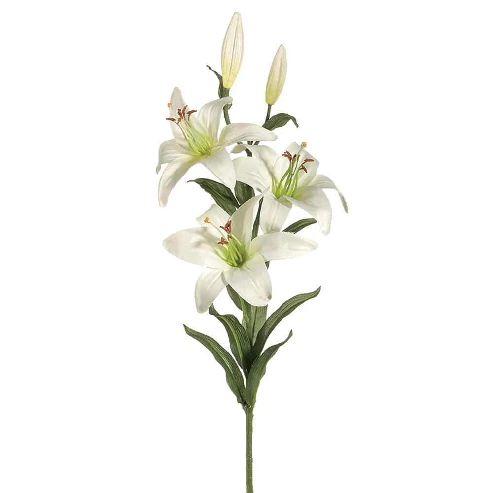 28" Silk Garden Lily Flower Spray -White (Pack of 12)
