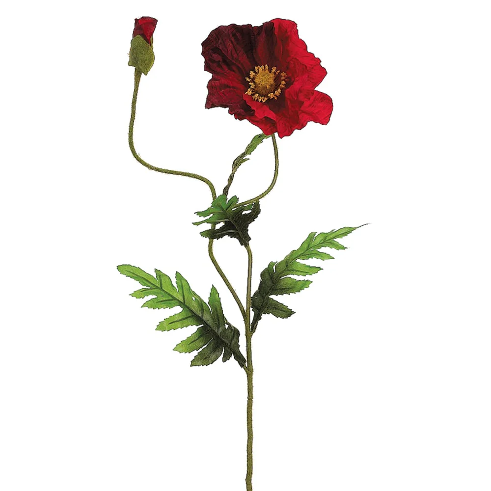 28" Silk Poppy Flower Spray -Red/Brick (Pack of 12)