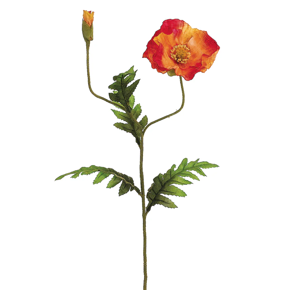 28" Silk Poppy Flower Spray -Talisman (Pack of 12)