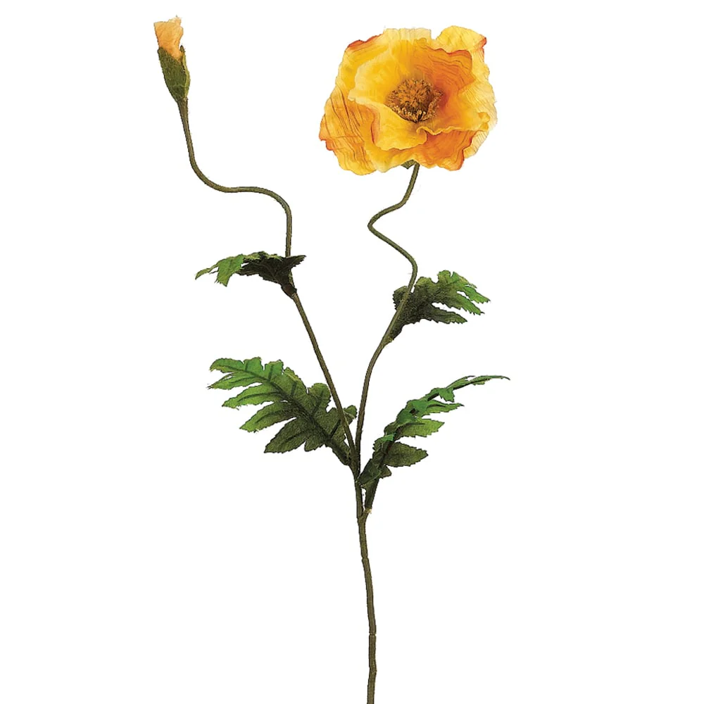 28" Silk Poppy Flower Spray -Yellow (Pack of 12)