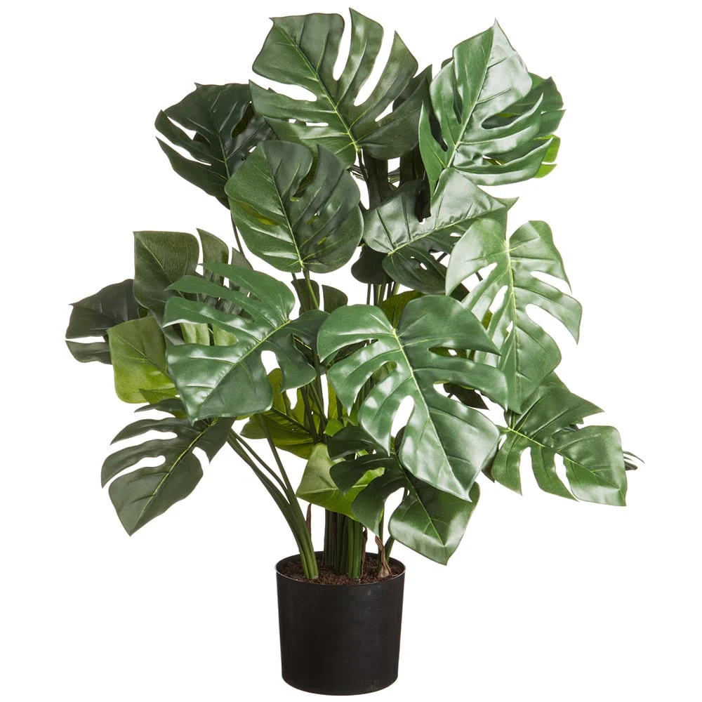 28" Silk Split Philodendron Monstera Plant w/Plastic Pot -Green (Pack of 2)
