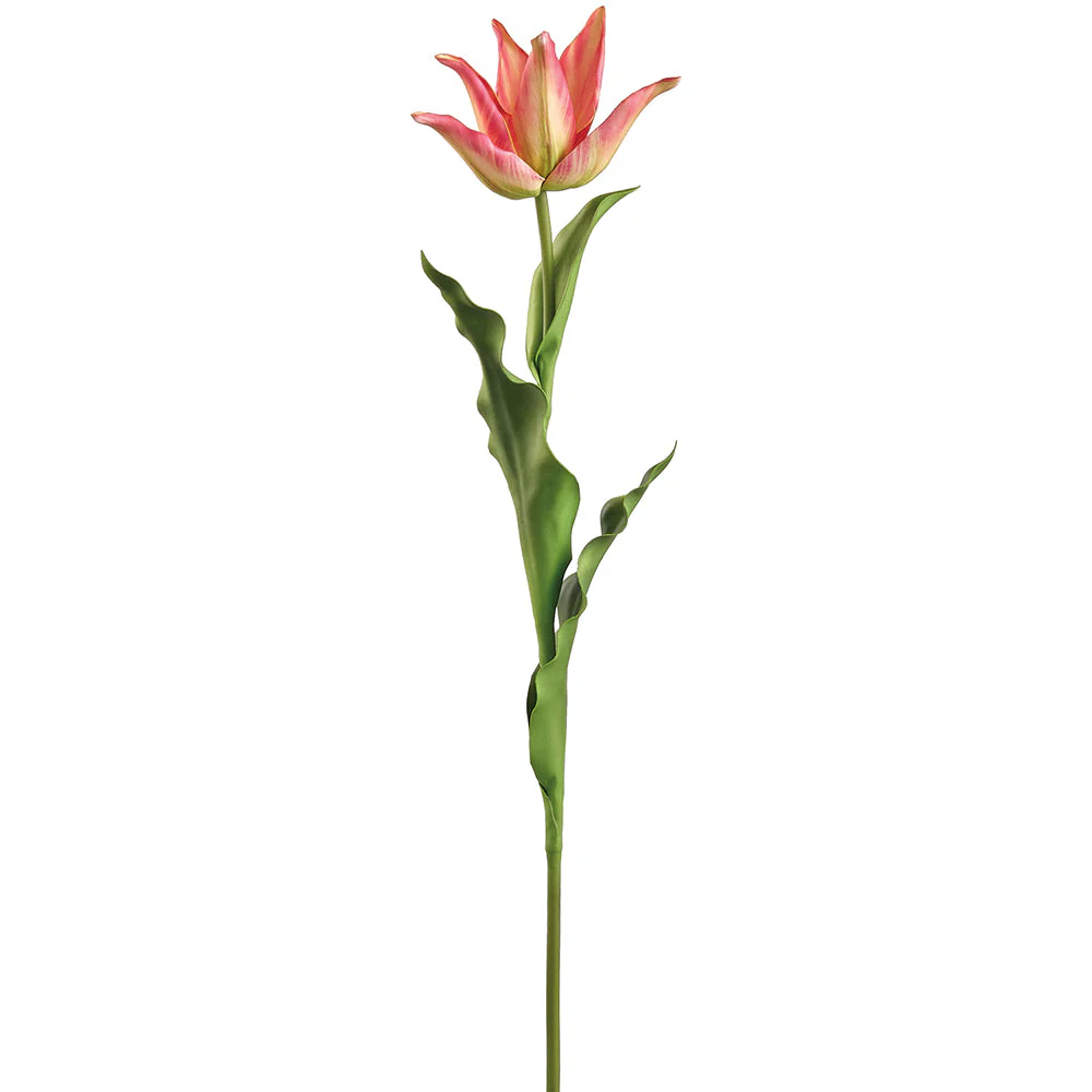 28" Tulip Silk Flower Stem -Beauty/Green (Pack of 12)