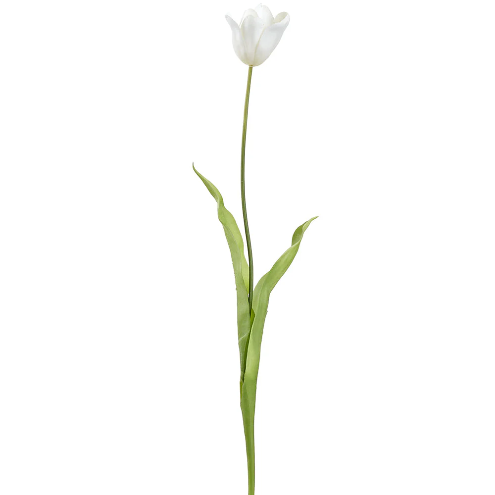 28" Tulip Silk Flower Stem -White (Pack of 12)