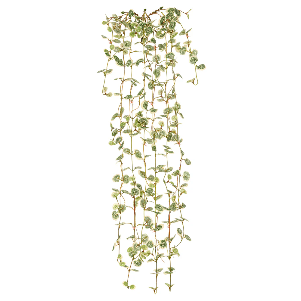 29.5" Hanging Strawberry Begonia Silk Plant -Green/White (Pack of 6)