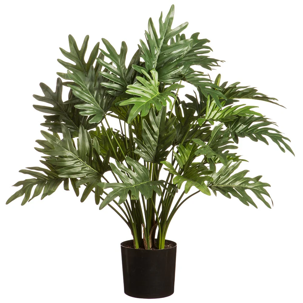 29.5" Silk Selloum Philodendron Plant w/Plastic Pot -Green (Pack of 2)
