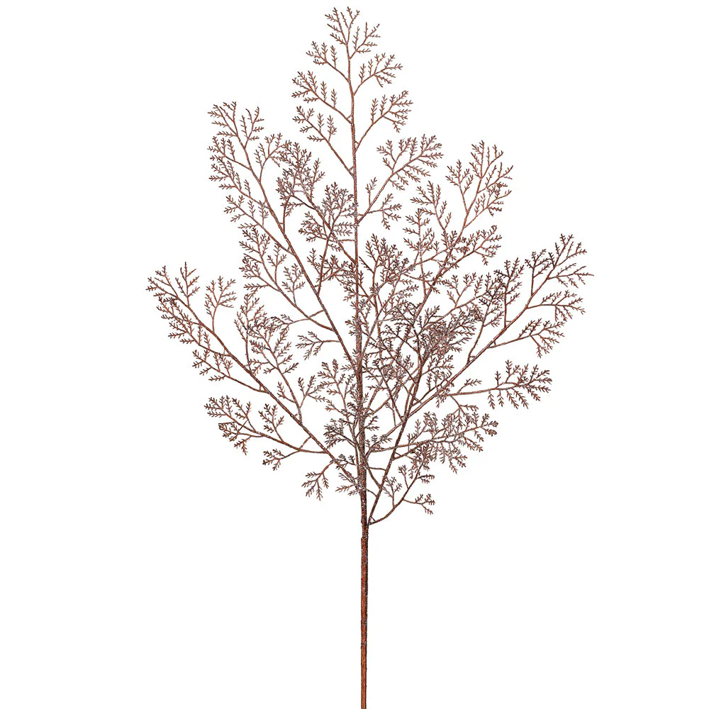29" Glittered Artificial Cedar Leaf Stem -Bronze (Pack of 12)
