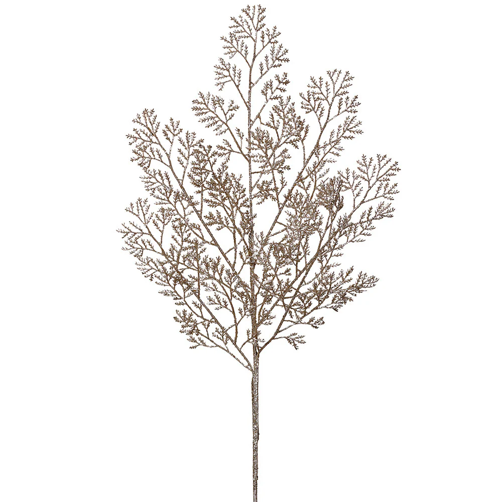 29" Glittered Artificial Cedar Leaf Stem -Gold (Pack of 12)