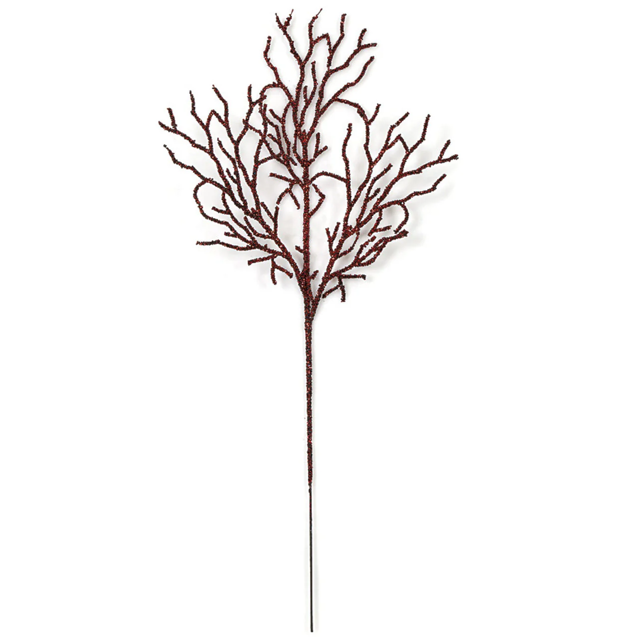 29" Glittered Artificial Twig Stem -Red (Pack of 24)