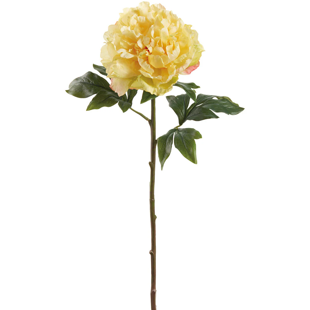 29" Large Peony Silk Flower Stem -Yellow (Pack of 12)
