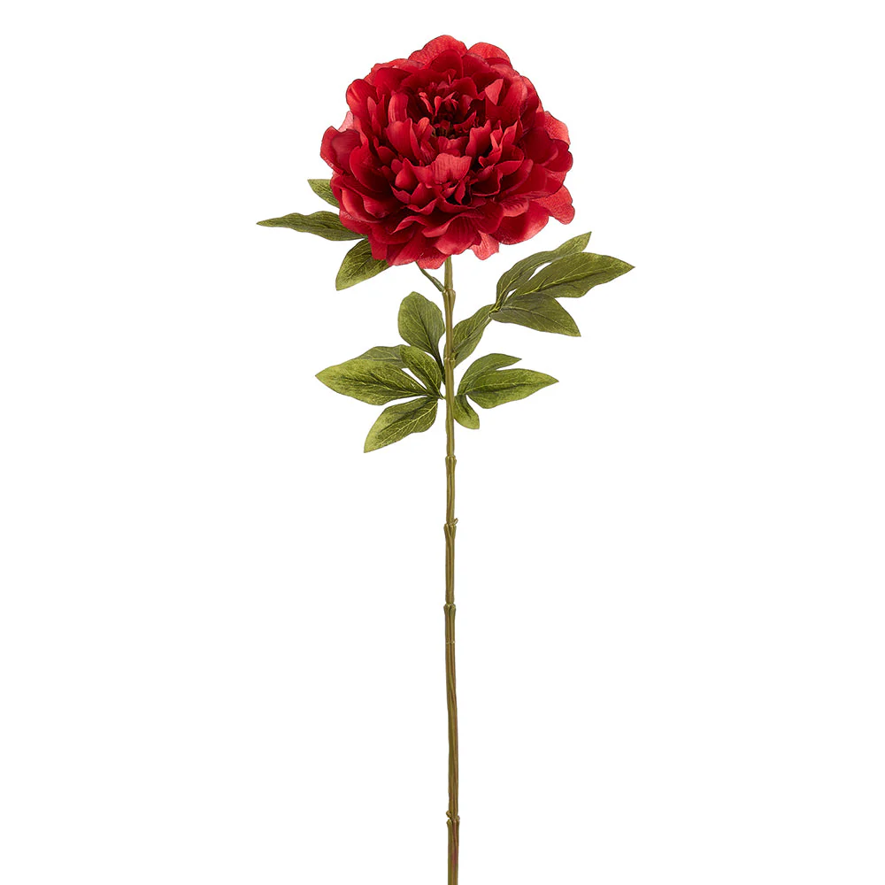 29" Peony Silk Flower Stem -Burgundy (Pack of 12)