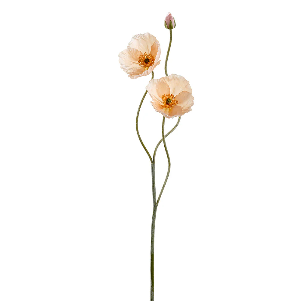 29" Poppy Silk Flower Stem -Peach (Pack of 12)