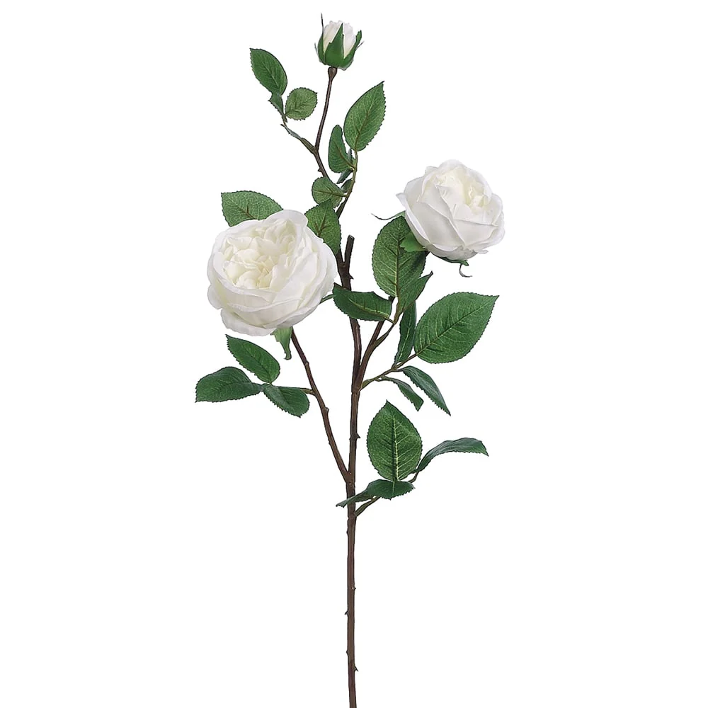 29" Silk Cabbage Rose Flower Spray -White (Pack of 12)