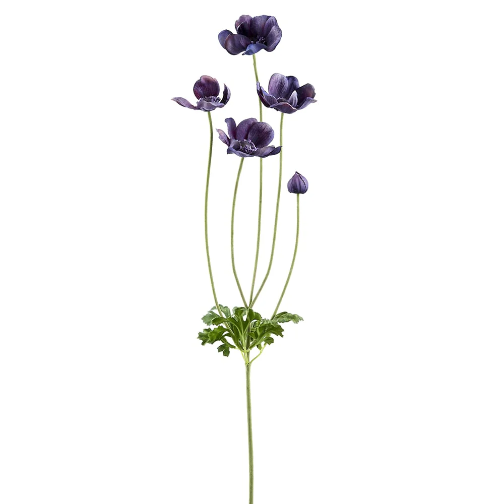 29" Silk Wild Anemone Flower Stem -Eggplant (Pack of 12)