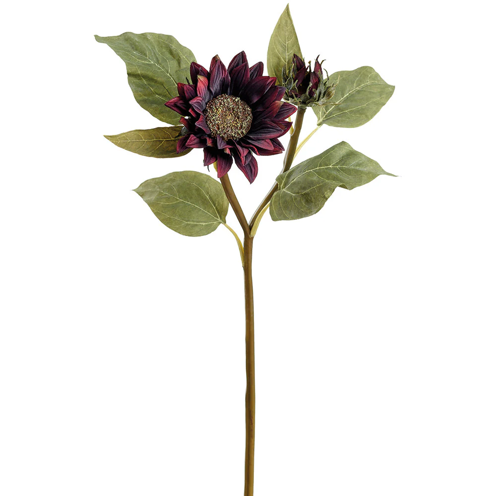 29" Sunflower Silk Flower Stem -Burgundy (Pack of 12)