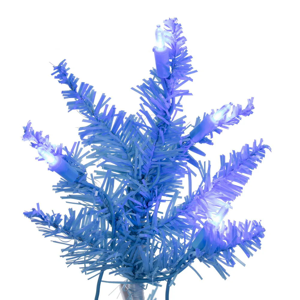 2'Hx20"W Fir Artificial Christmas Tree, LED Pre-Lit (Sky Blue) -Sky Blue - Image 2