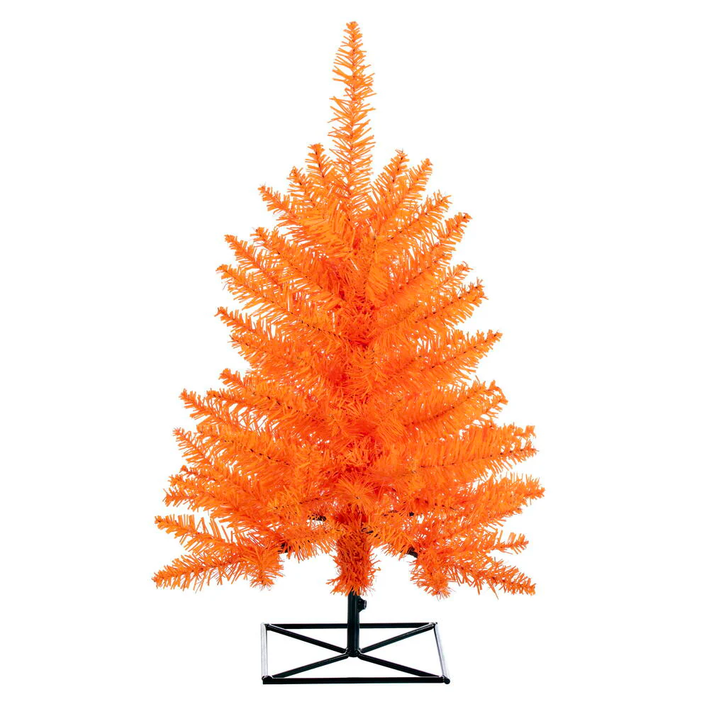 2'Hx20"W Fir Artificial Christmas Tree, Unlit -Orange