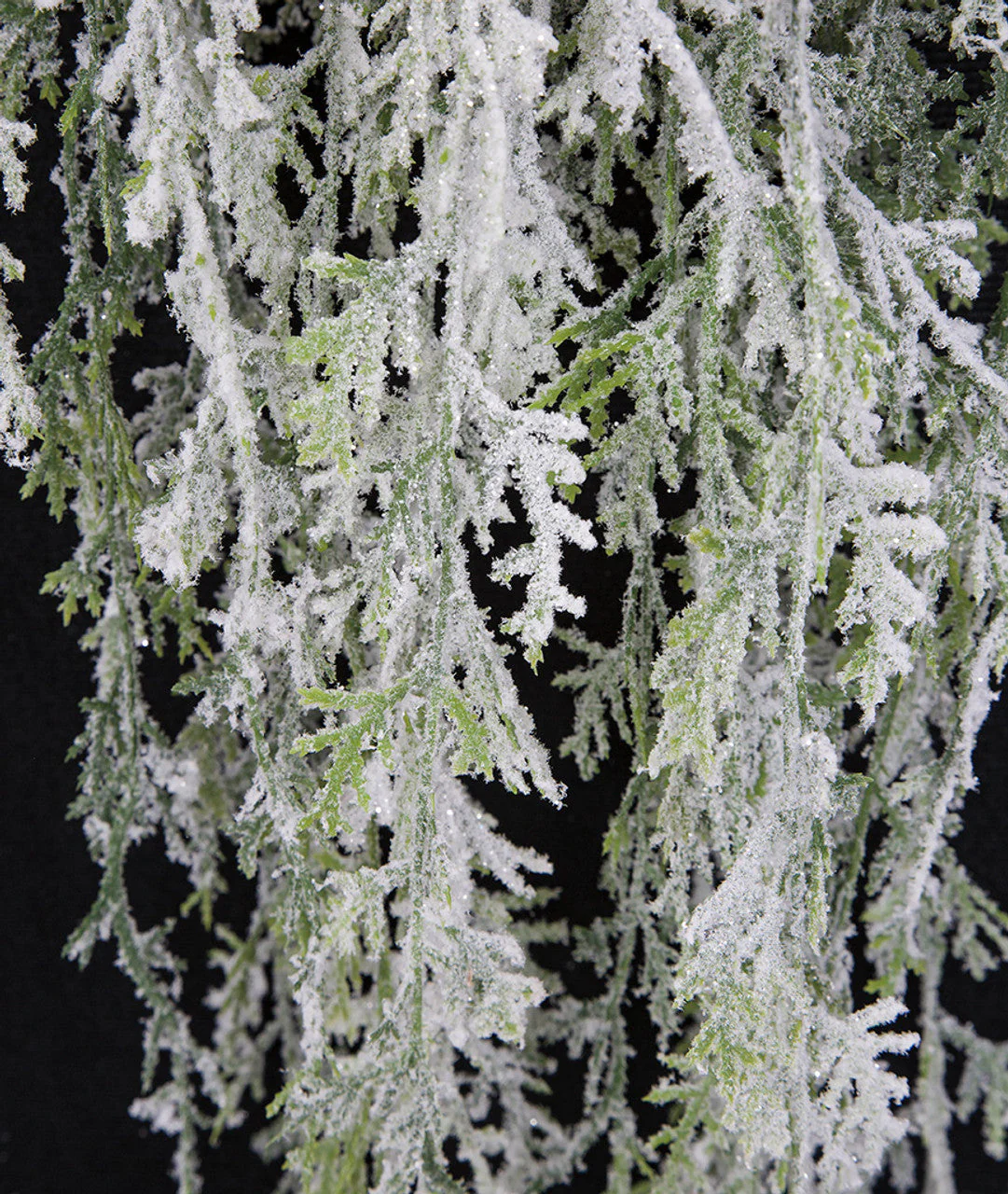 3' Flocked & Glittered Cedar Artificial Garland -Green/White (Pack of 6) - Image 3