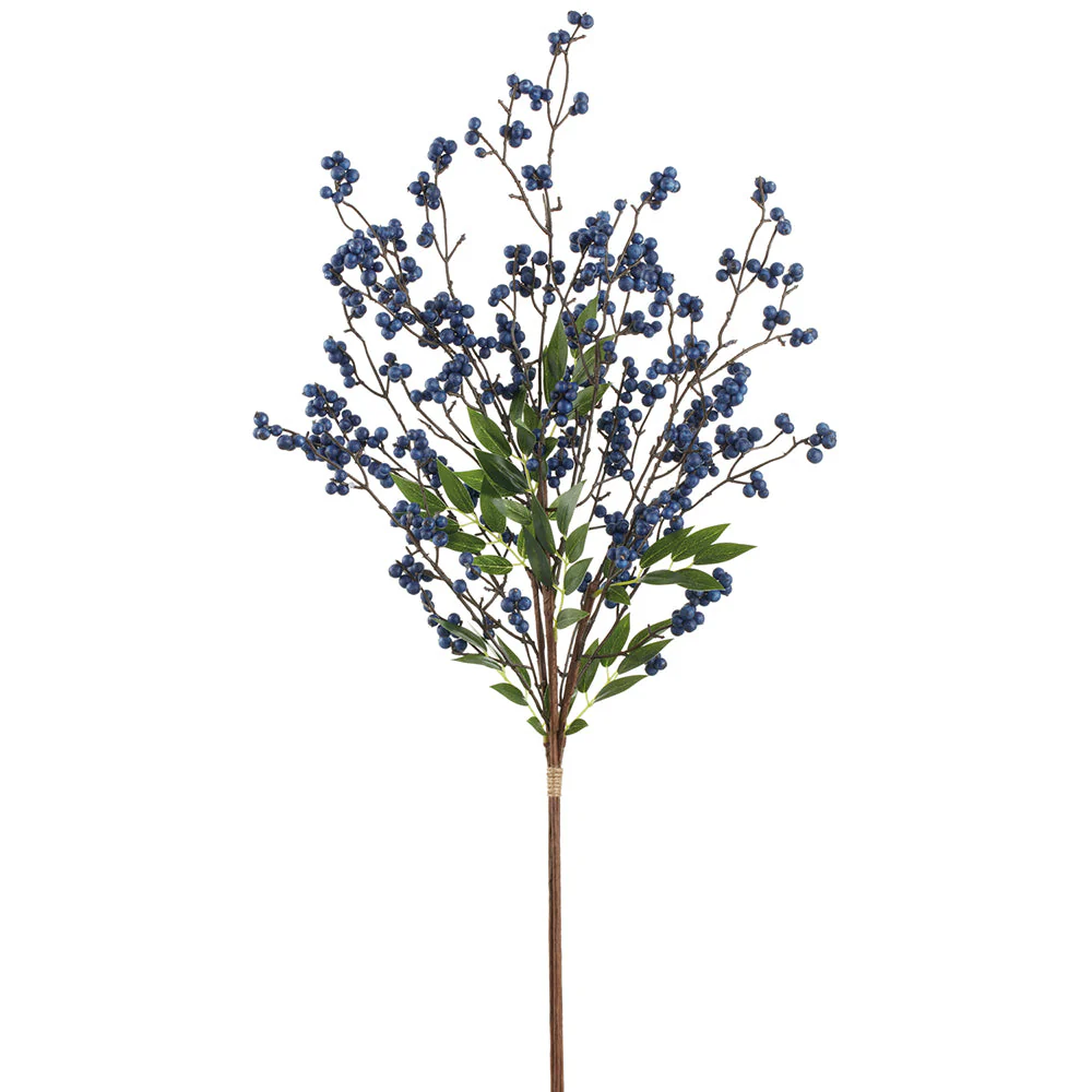 30" Artificial Berry Stem Bundle -Blue (Pack of 8)