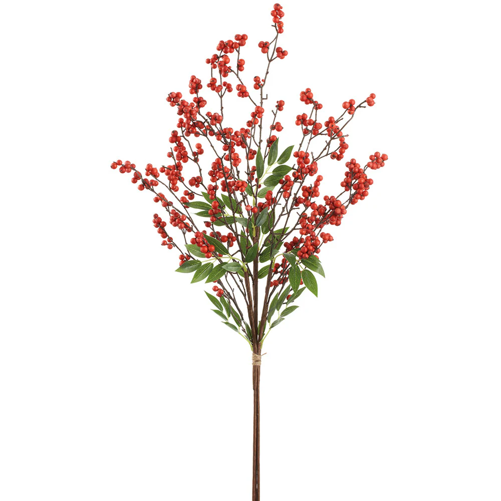 30" Artificial Berry Stem Bundle -Red (Pack of 8)