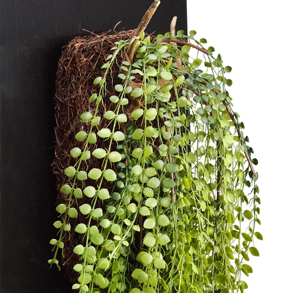 30" Artificial Hanging Button Fern Plant w/Wall Piece -Light Green - Image 4