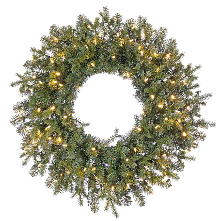 30" Artificial Noble Fir Wreath, LED Pre-Lit -Green (Pack of 6)