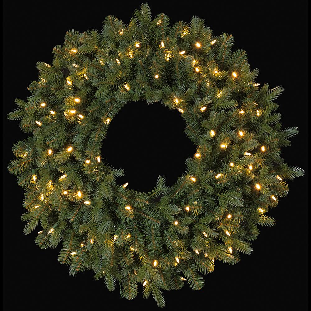 30" Artificial Noble Fir Wreath, LED Pre-Lit -Green (Pack of 6) - Image 2