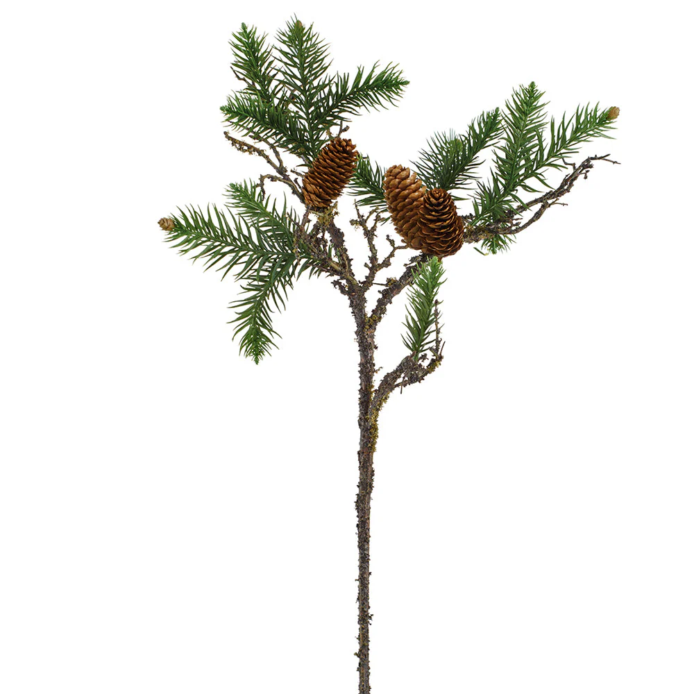 30" Artificial Pine & Pinecone Stem -Green/Brown (Pack of 12)