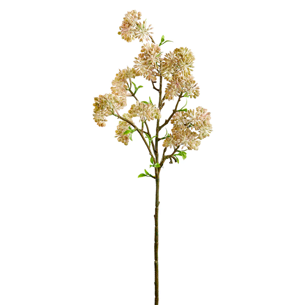 30" Artificial Snowball Bud Flower Stem -Cream/Violet (Pack of 12)
