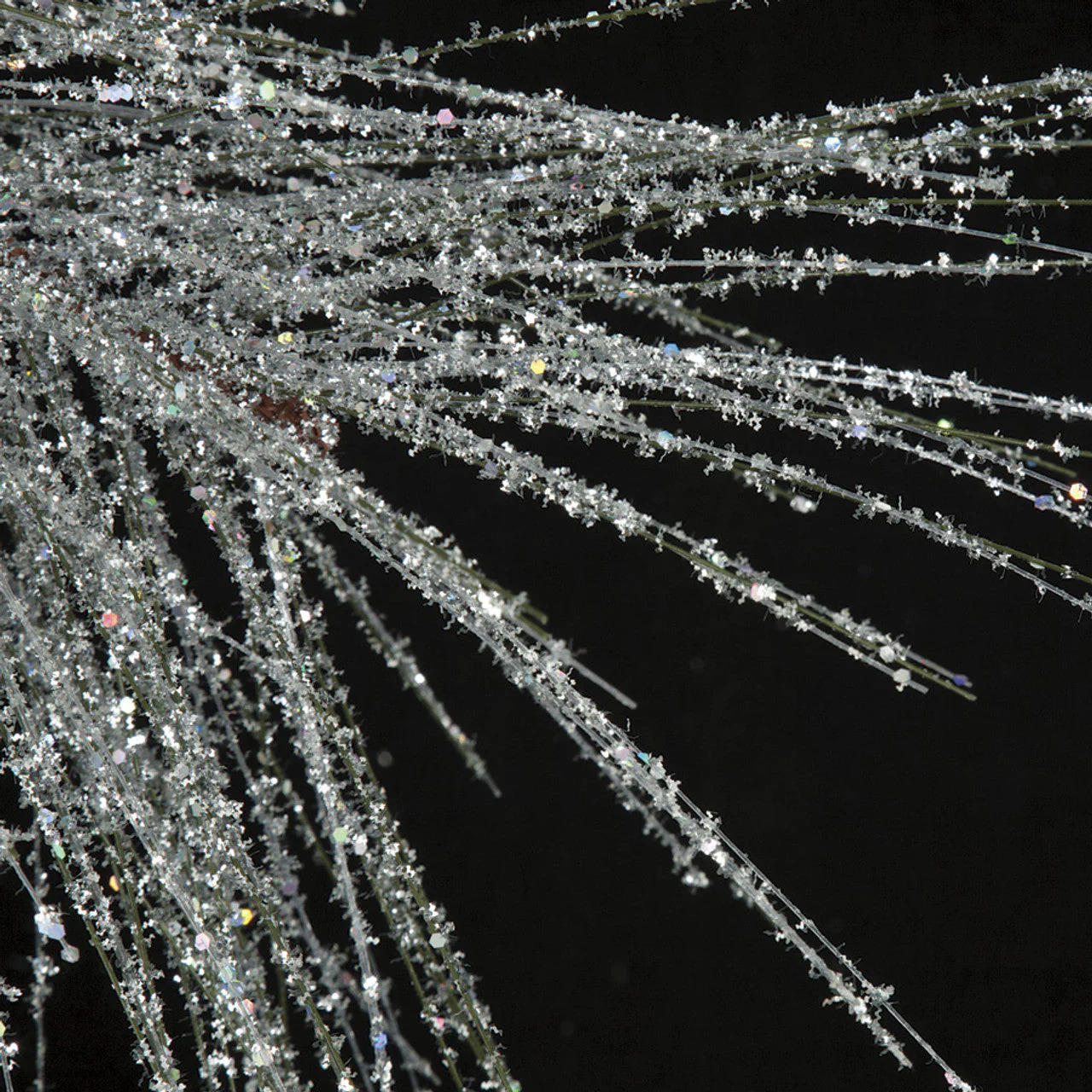 30" Glittered Artificial Ponderosa Pine Stem -Silver (Pack of 12) - Image 2