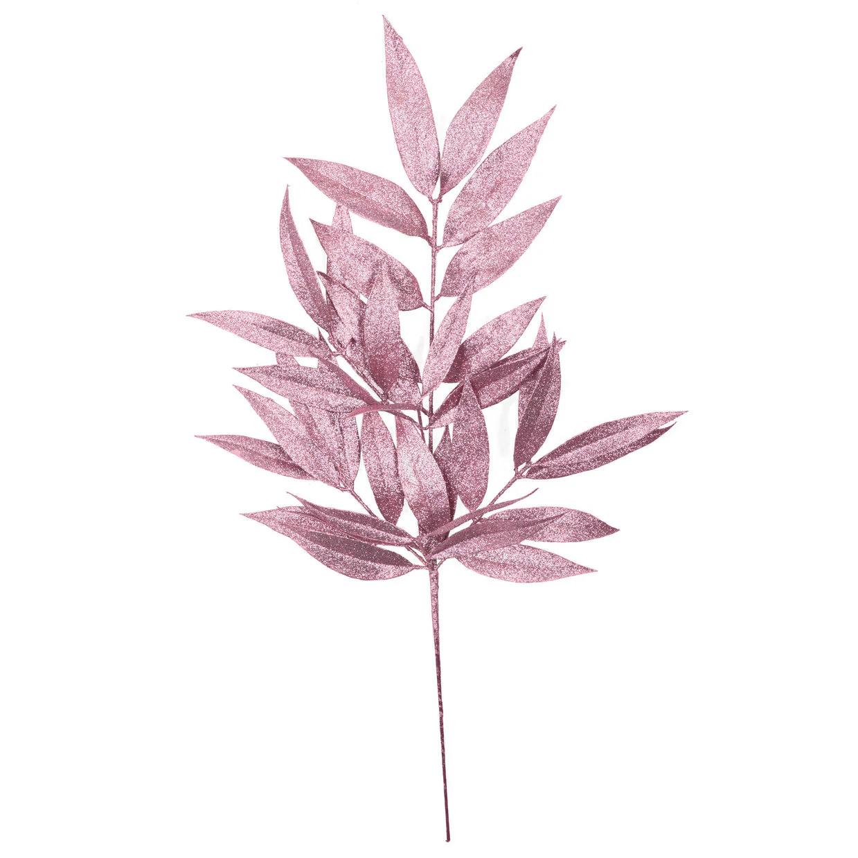 30" Glittered Artificial Willow Leaf Stem -Pink (Pack of 12)