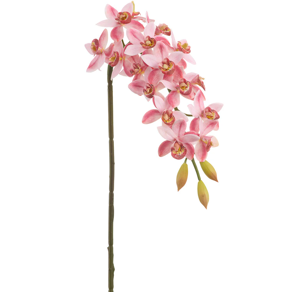 30" Hand-Wrapped Cymbidium Orchid Faux Flower Stem -Pink (Pack of 12)