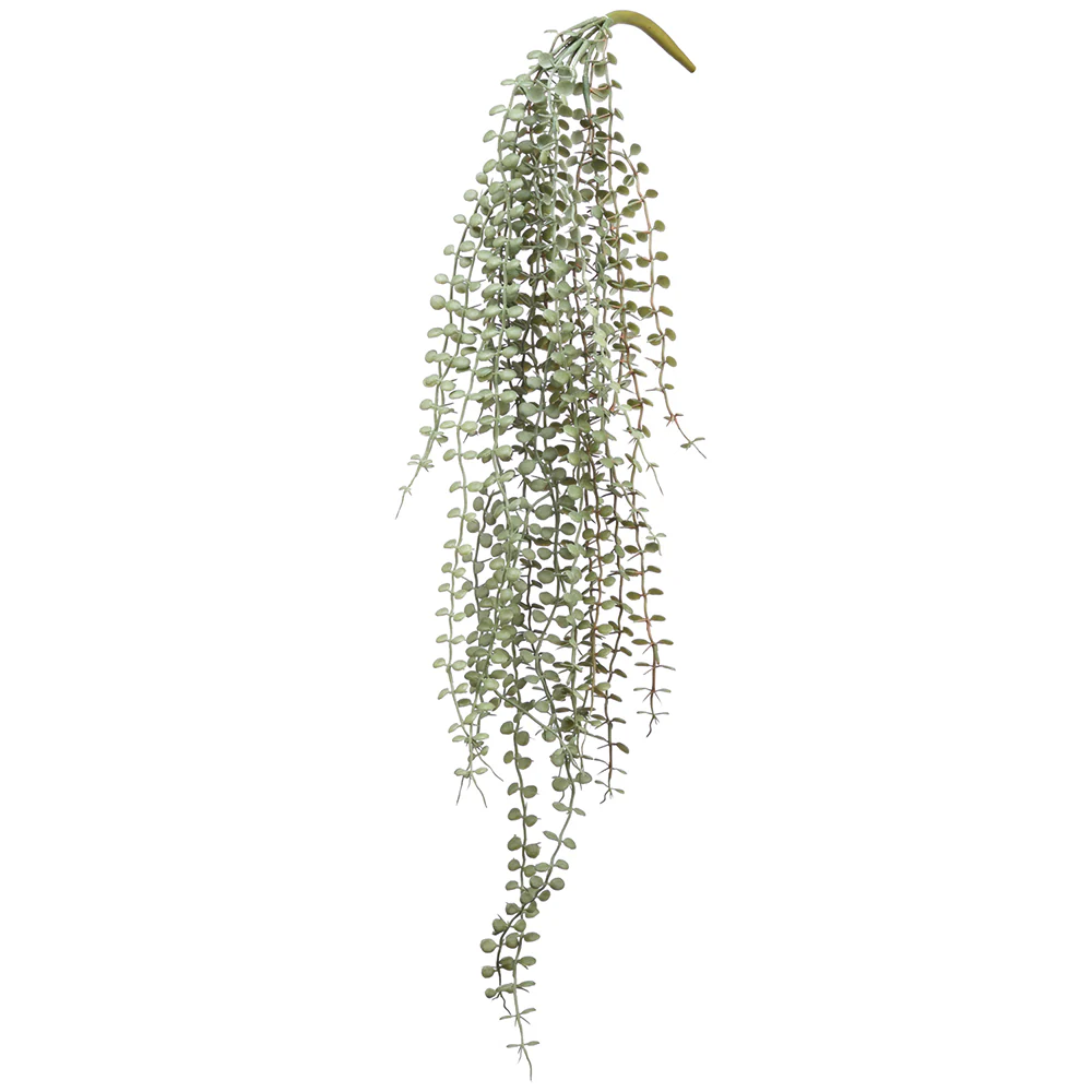 30" Hanging Mini Button Leaf Silk Plant -Green (Pack of 12)