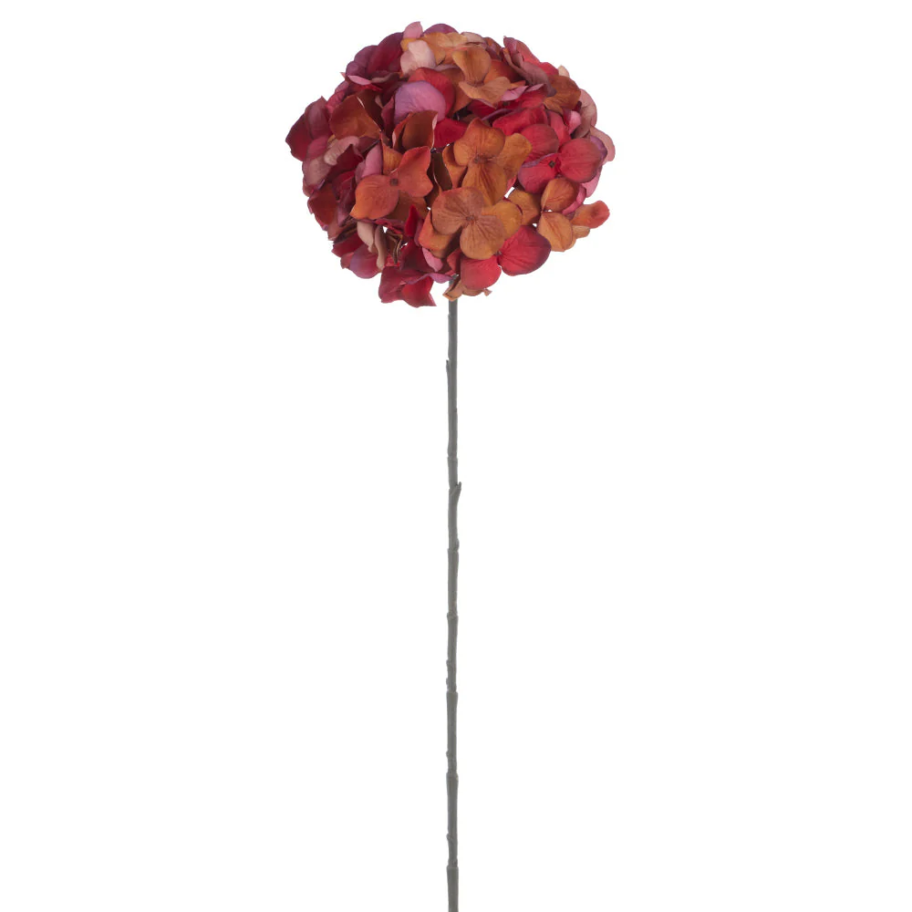 30" Hydrangea Silk Flower Stem -Burgundy/Brown (Pack of 12)