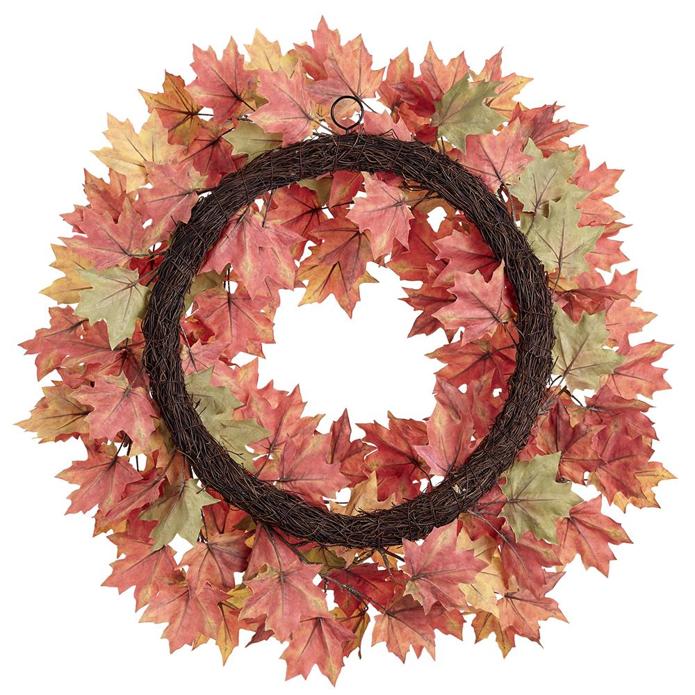 30" Maple Leaf Artificial Wreath -Fall (Pack of 2) - Image 2